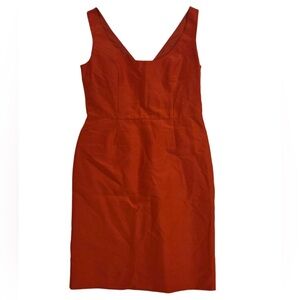 Valentino Vibrant Cotton Silk Red V Neck Knee Length Dress